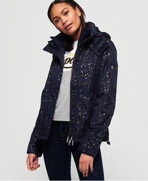 Superdry Arctic Hooded Print Pop Cipzár SD-Windcheater Női Kabát Sötétkék/Arany | ZWYUI3275